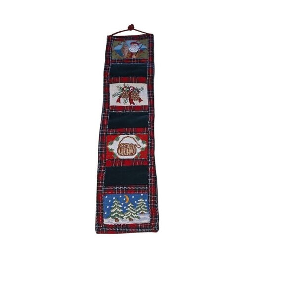 no brand Other - Vintage Christmas Card Holder Wall Hanging Needlepoint Santa Tree Nutcracker